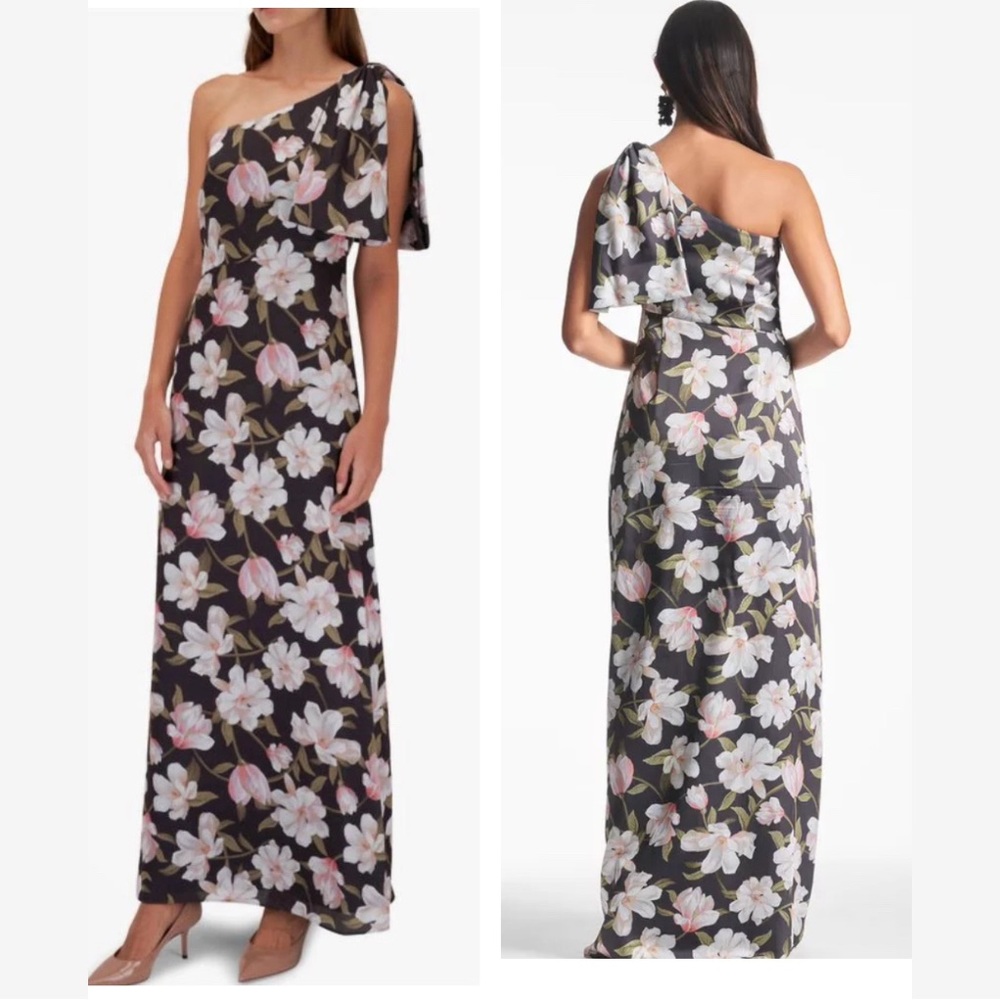 NWT Sachin & Babi Chelsea Floral One-Shoulder Maxi Dress in Black and White Sz 8